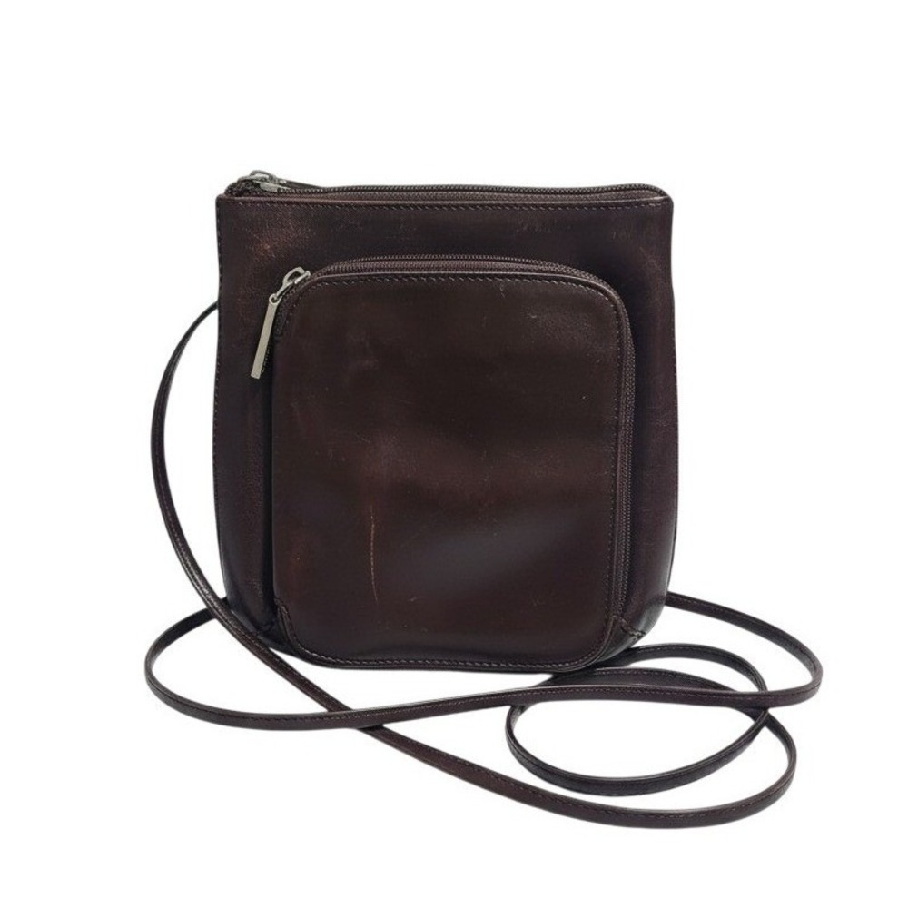 Vintage HOBO International Brown Leather Crossbody Organizer Wallet Travel Bag